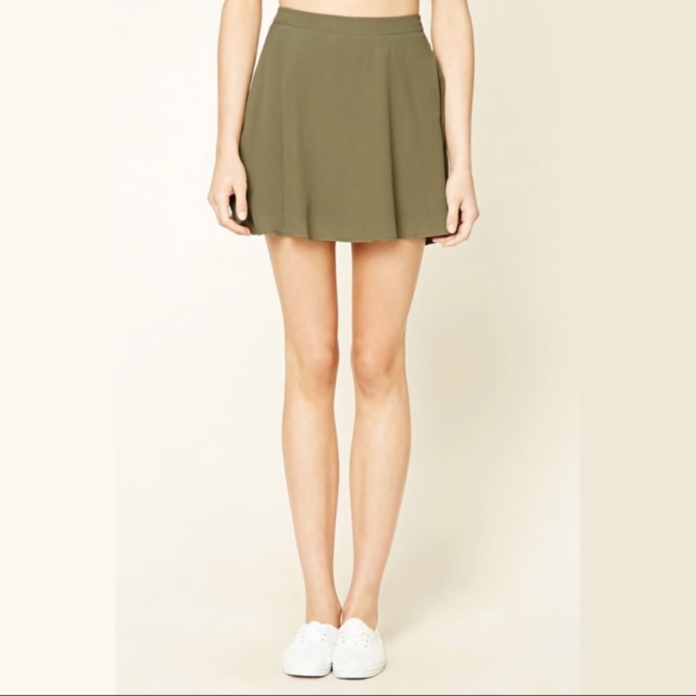Forever 21 Skater Circle skirt in olive green